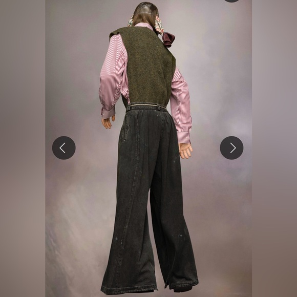 MM6 Maison Margiela Paint Splatter Wide Leg Denim Pants Black Size Small - Picture 4 of 13